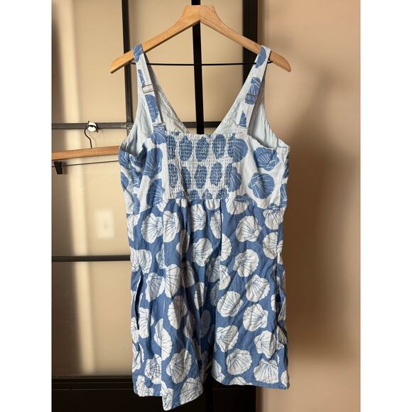 Abercrombie & Fitch Blue Shell Print Mini Dress Summer Beach Sleeveless Size XL - Picture 2 of 8